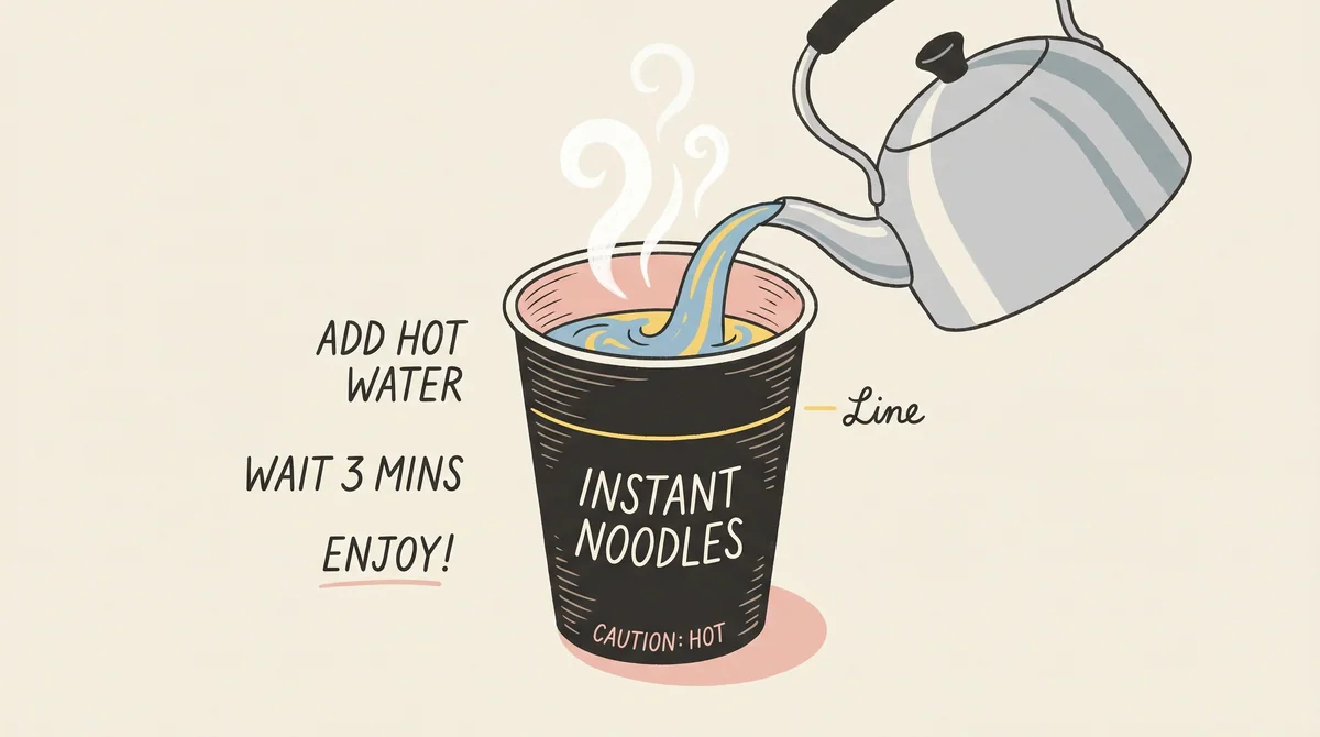Step 2 — pour boiling water in to the marked fill line