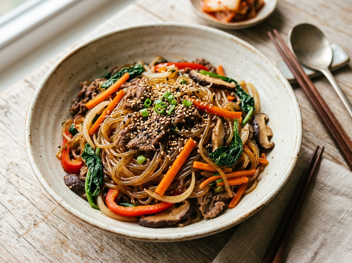 Japchae noodle dish