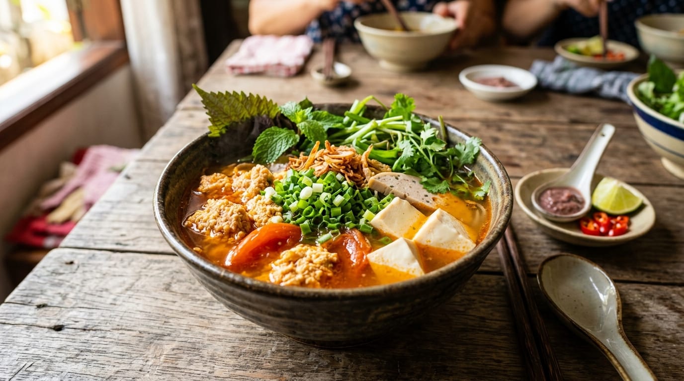 Bun Rieu: Vietnam's Crab and Tomato Rice Vermicelli Soup