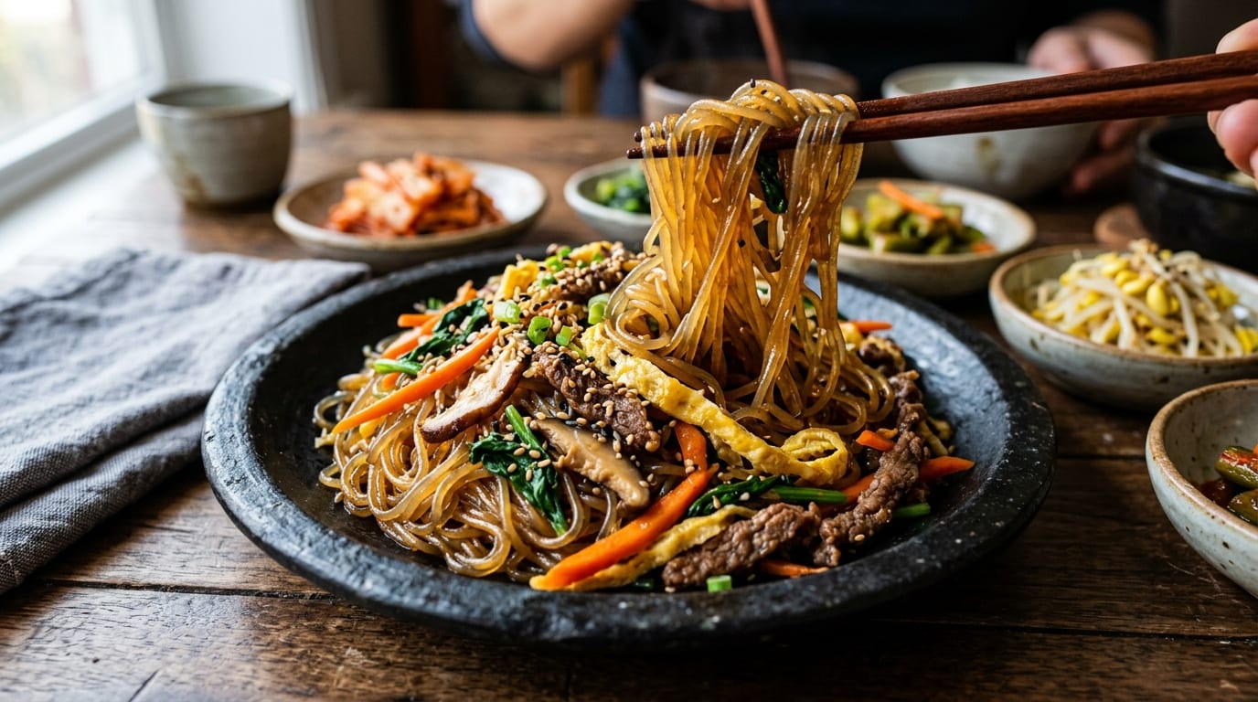 Japchae: Korea's Sweet-Potato Glass Noodle Stir-Fry