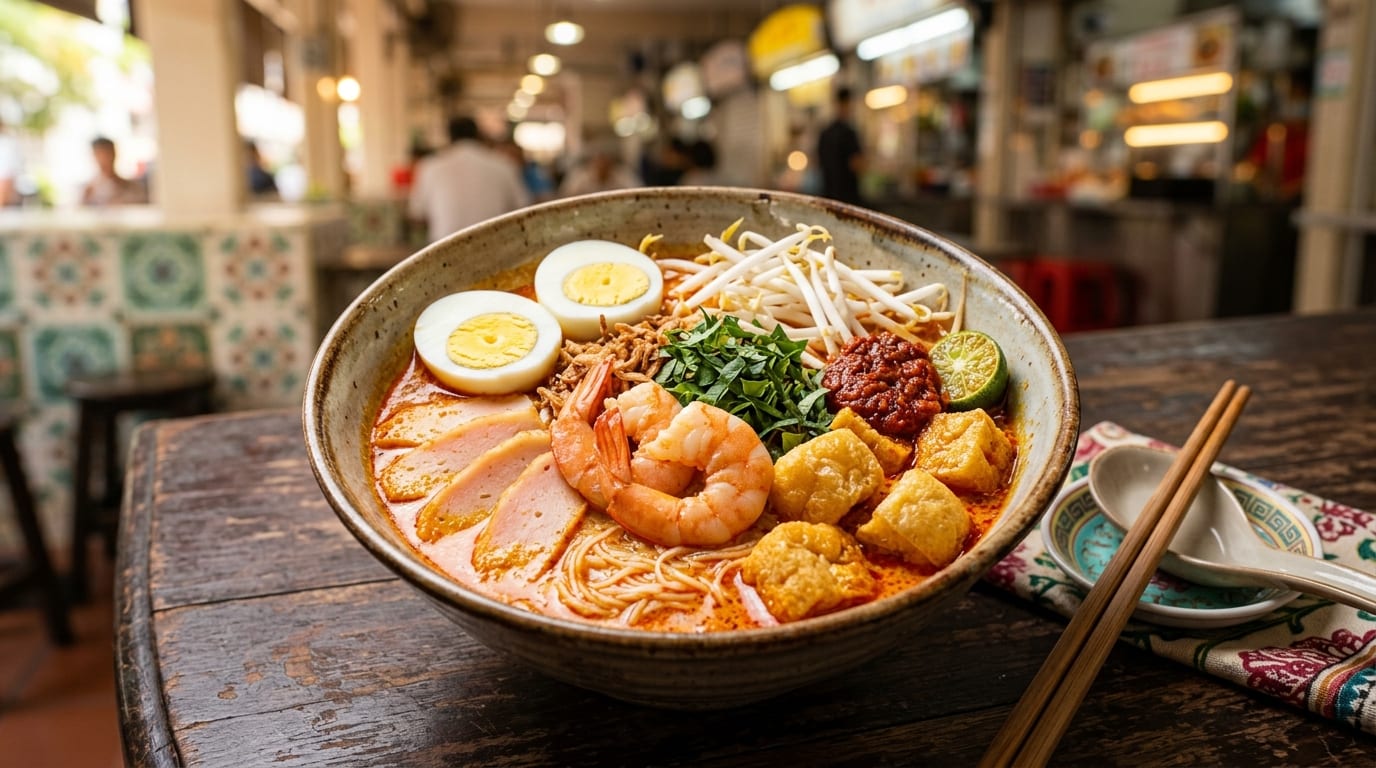 Laksa Noodles: Singapore-Malaysia Coconut Curry Noodle Bowl